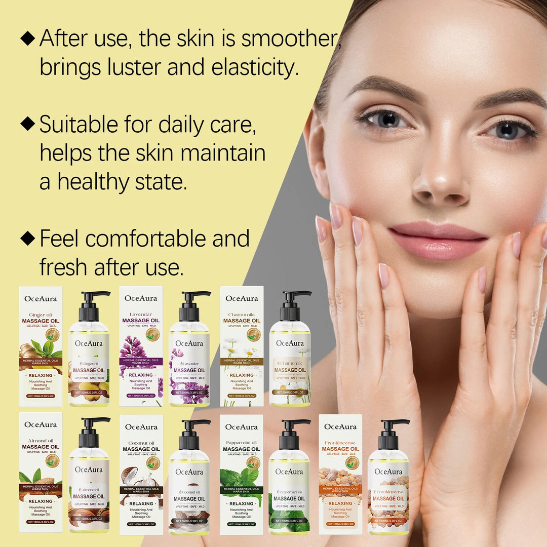 OceAura Body Massage Oil Soft Smooth Skin Firming Soothing Deep Hydration Chamomile Tea Tree Oil Muscle Relaxation Massage Oil