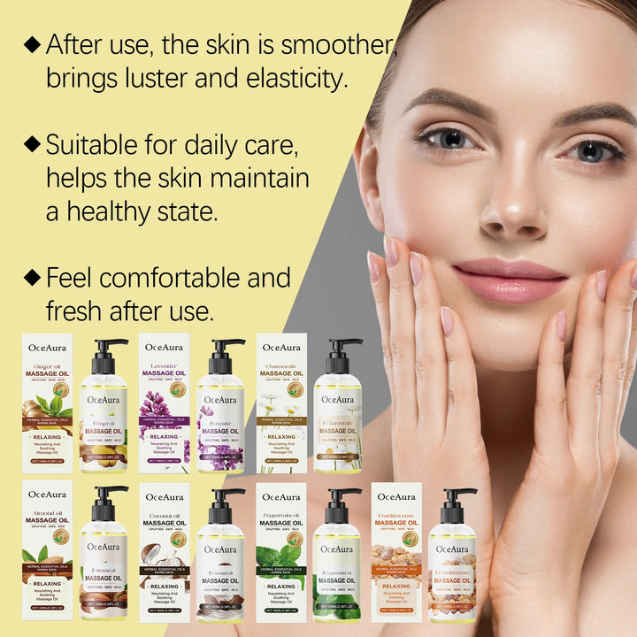 OceAura Body Massage Oil Soft Smooth Skin Firming Soothing Deep Hydration Chamomile Tea Tree Oil Muscle Relaxation Massage Oil