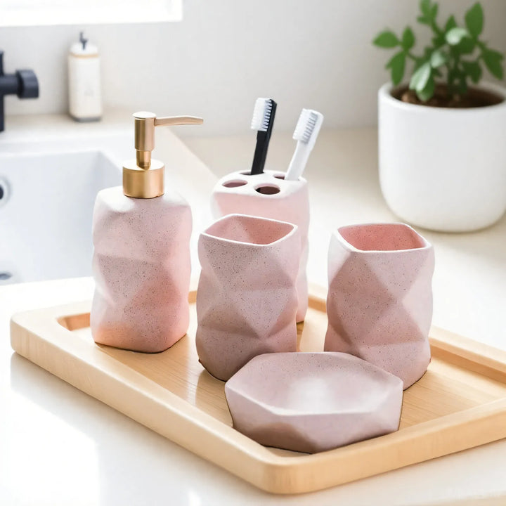 Ceramic Bathroom 4-piece Set Bathroom Supplies Ornaments for Gift Giving Mouthwash Cup Toothbrush Cup Set Toilet Accessories