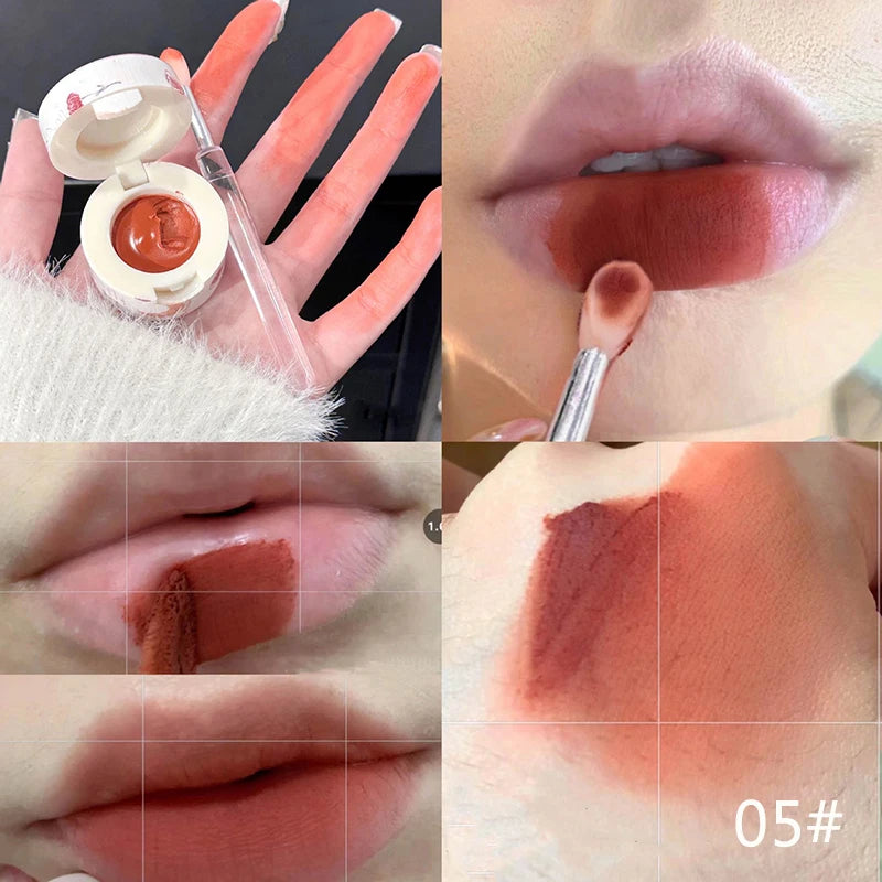 Matte Lip Mud Pot Velvet Mist Lip Glaze Waterproof Low Saturation Lip Tint Milk Orange Pink Lipstick Korean Dupe Makeup Girls