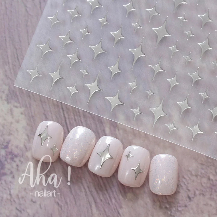 3D Nail Art Stickers  Translucence Moon/Star/Cloud Ultra-thin Nail Decals 3d Self-Adhesive White Cloud Moon Star Kawaii Sliders