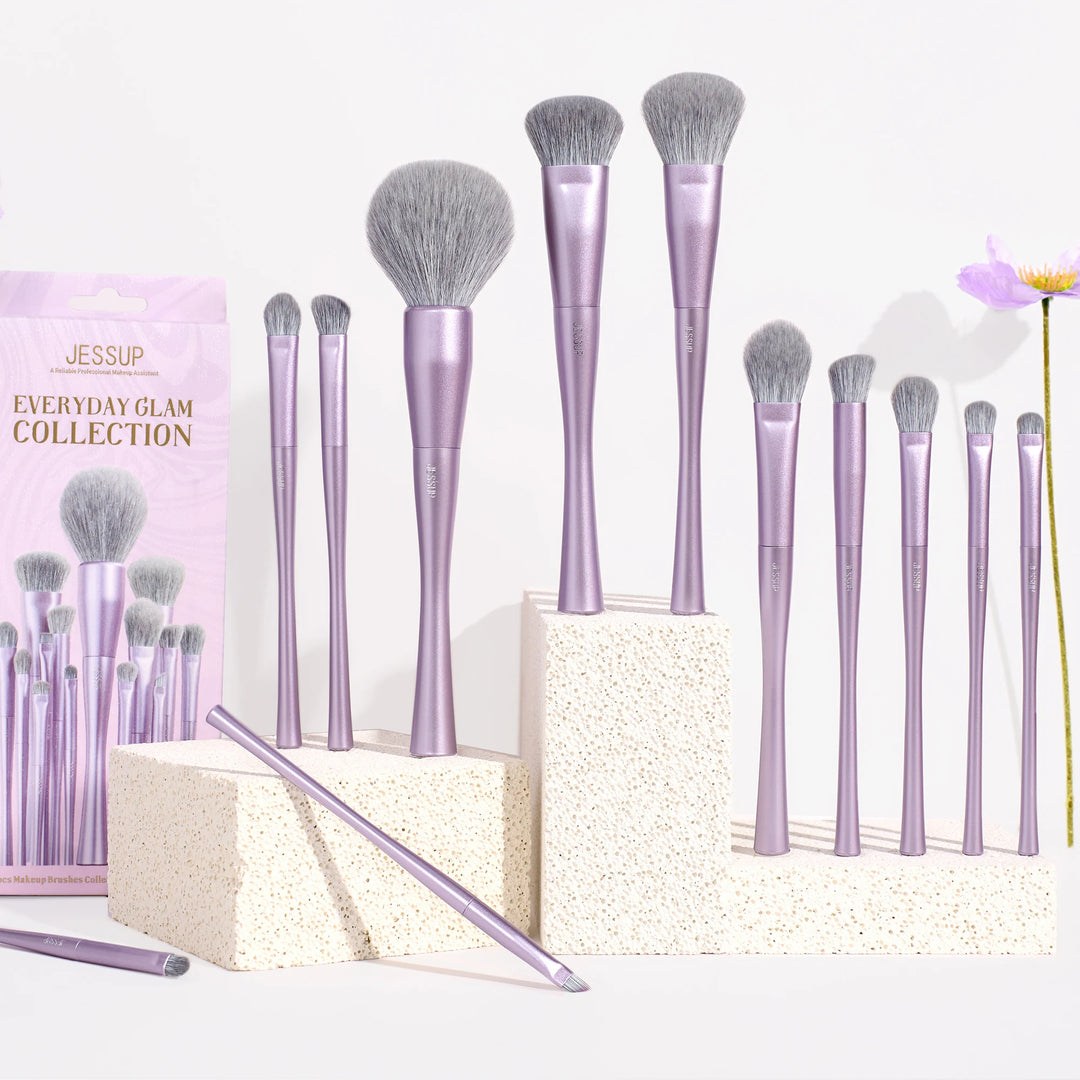 Jessup Makeup Brushes Set Professional 3/5/6/14pcs Vegan MakeUp Brush,Foundation Eyeshadow Contour Powder,Luxury Purple T512
