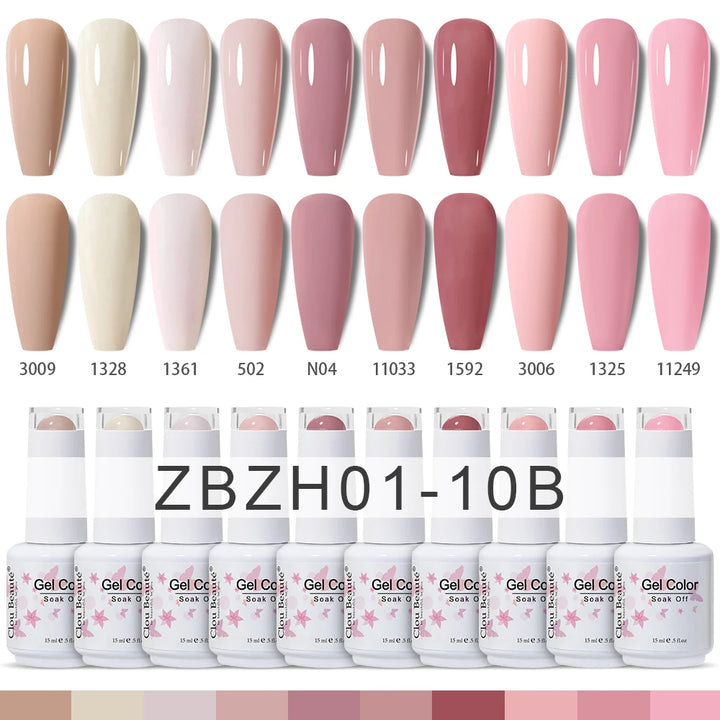 Clou Beaute 10/12/20/24pcs Gel Nail Polish Set Color 15ml White Glass Bottle Nail Art Kit Semi Permanent Gellack Nail Varnish