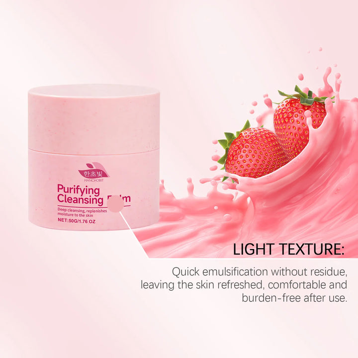 Clean Makeup Remover Cream Strawberry Dissolve Makeup Remove Dirt Blackhead Purify Pore Moisturize Nourish Makeup Remover Cream