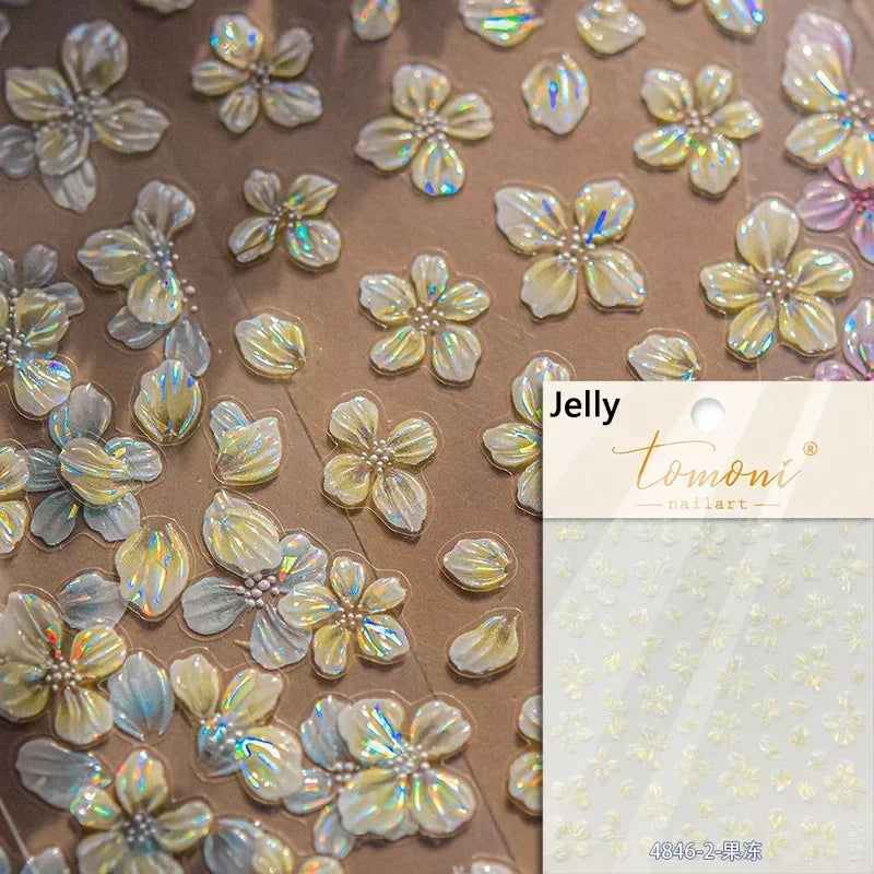 Hipster Pure White Flowers Rose Spring Lily Peony Camellia Daisy Jelly Cherry Blossom Magnolia Nail Art Stickers Manicure Decals