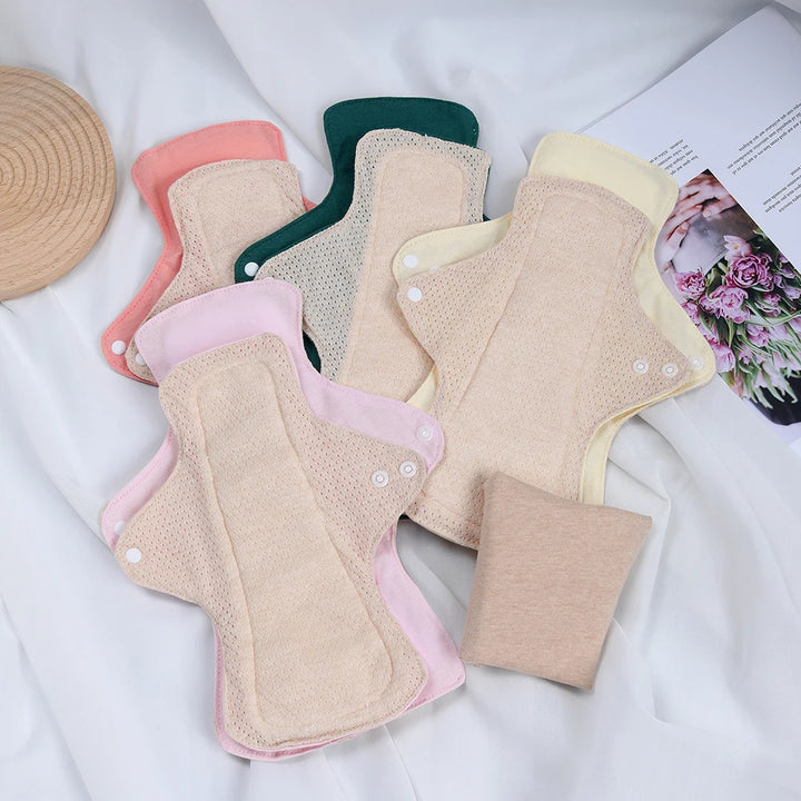 BIAI 1PC Colored Cotton Sanitary Pads Washable Reusable Nursing Pads Highly Absorbent and Breathable Auntie Towel Women Gift