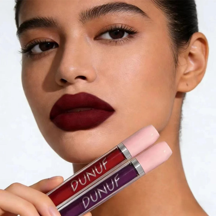 Matte Lip Gloss Lipstick 5pc/set, Waterproof Velvet Long Lasting Non-transfer Highly Pigmented Purple Red Daily&Party Makeup Y2K