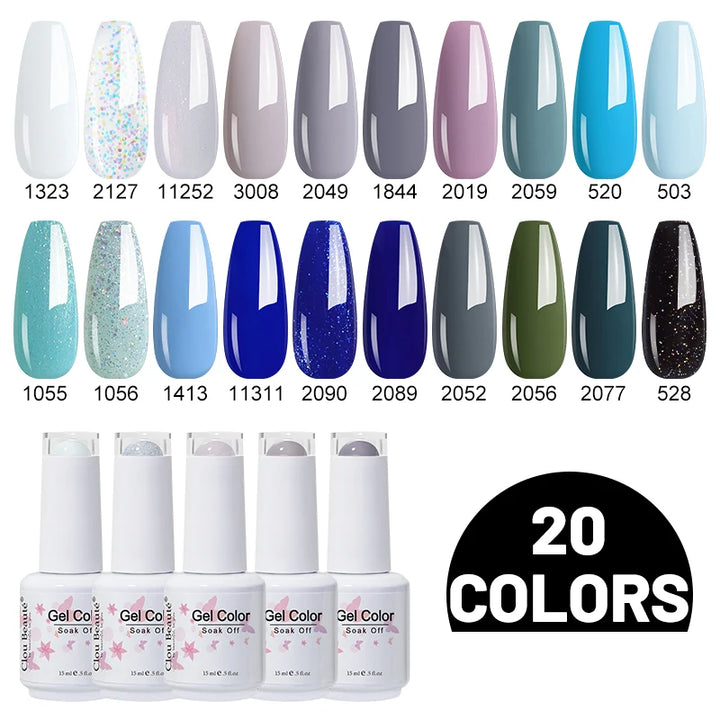 Clou Beaute 10/12/20/24pcs Gel Nail Polish Set Color 15ml White Glass Bottle Nail Art Kit Semi Permanent Gellack Nail Varnish
