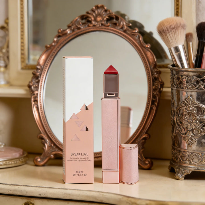 Lip Plumping Lipstick Strawberry Apple Juicy Lip Volumizer Deep Hydration Glossy Lip Gloss Hyaluronic Acid Moisturizing Lip Balm