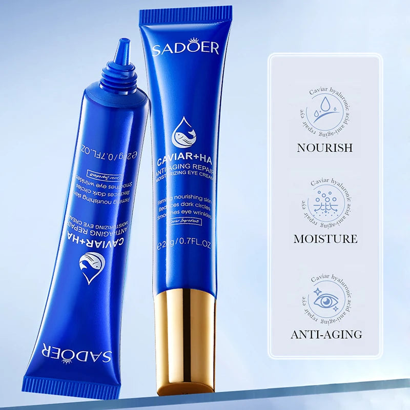 1/2/3pcs SADOER Caviar Hyaluronic Acid Eye Cream Anti Dark Circles Removal Eyes Bags anti-aging Moisturizing Eyes Skin Care