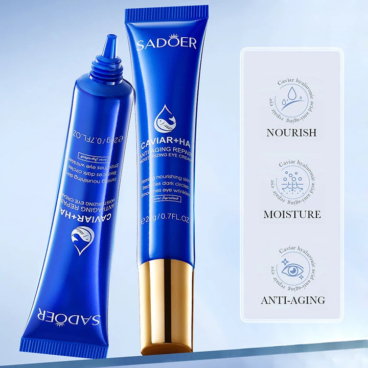 1/2/3pcs SADOER Caviar Hyaluronic Acid Eye Cream Anti Dark Circles Removal Eyes Bags anti-aging Moisturizing Eyes Skin Care