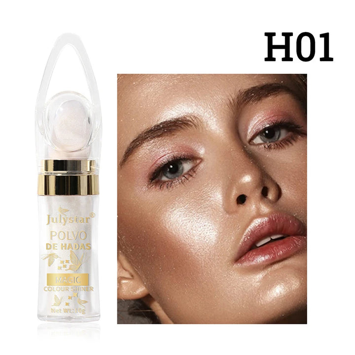 6 Colors Fairy Highlighter Pat Powder Glitter Polvo De Hadas Fashion Brighten Contour Blush Face Eyes Body Shimmer Powder Makeup