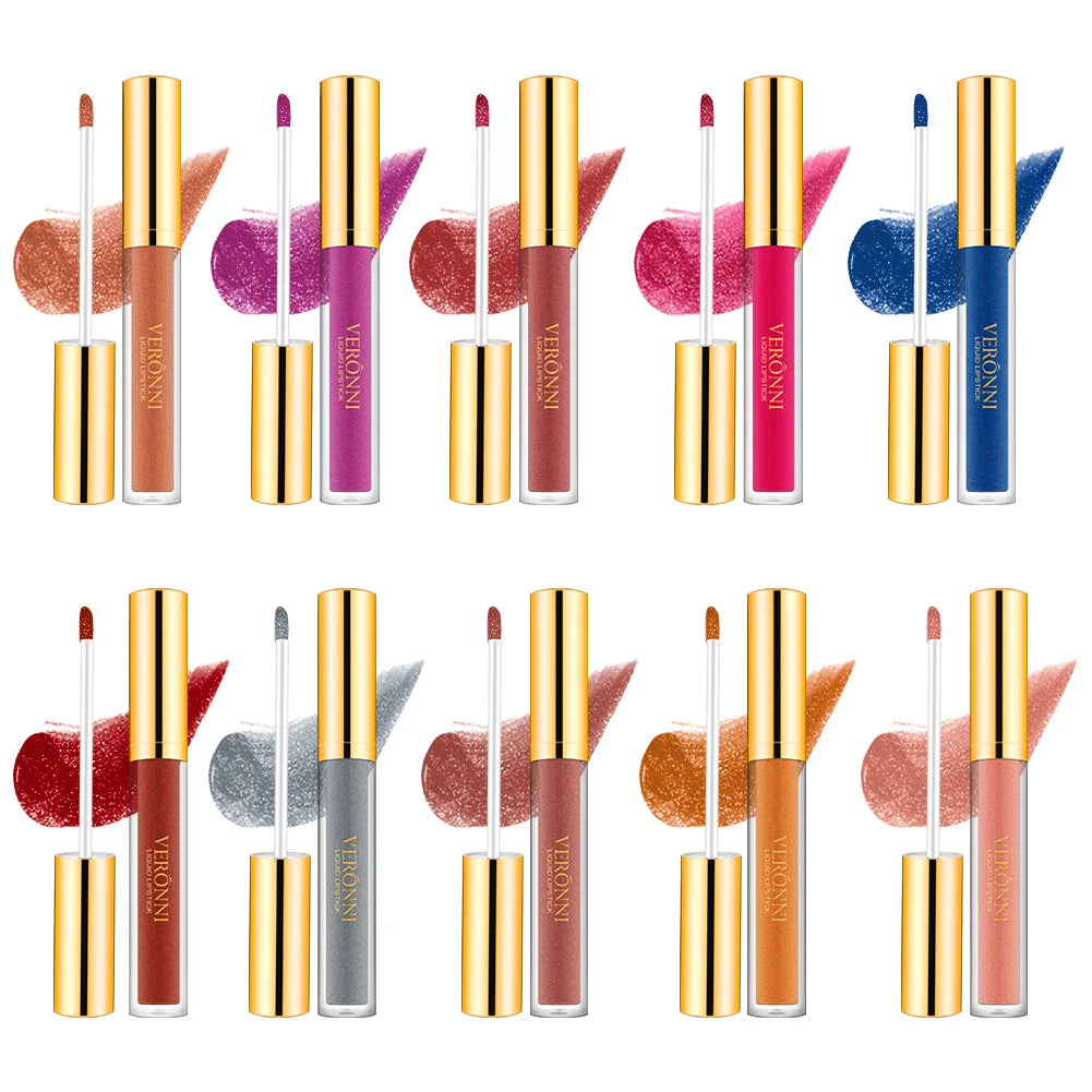 10 Colour Diamond Shimmer Lip Gloss Set,Glitter Shimmer Makeup Long Lasting lipsticks Makeup, Smudge Proof Lip Glaze Valentine's