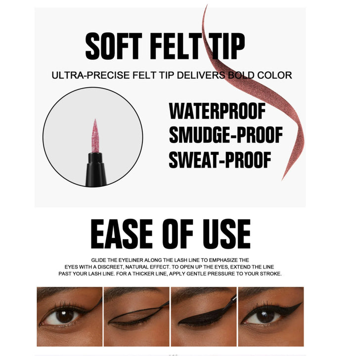 Waterproof Glitter Luster Liquid Eyeliner Pencil Long Lasting Purple Pink Blue Metallic Eye Liner Pen Cosmetic Makeup for Eyes