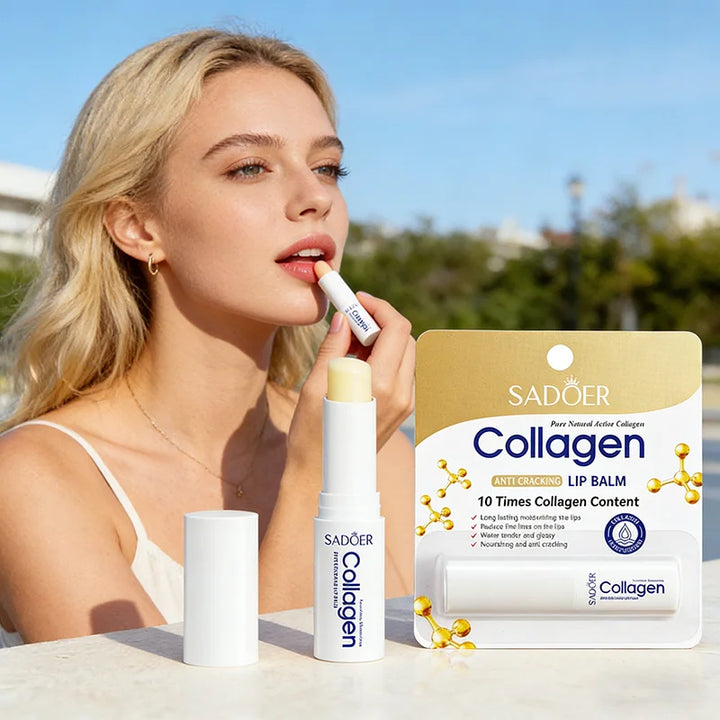 SADOER Collagen Lip Balm Moisturizing Anti Cracking Brightening  Repair Nourishing Hydrating Lipstick Lips Skin Care Products