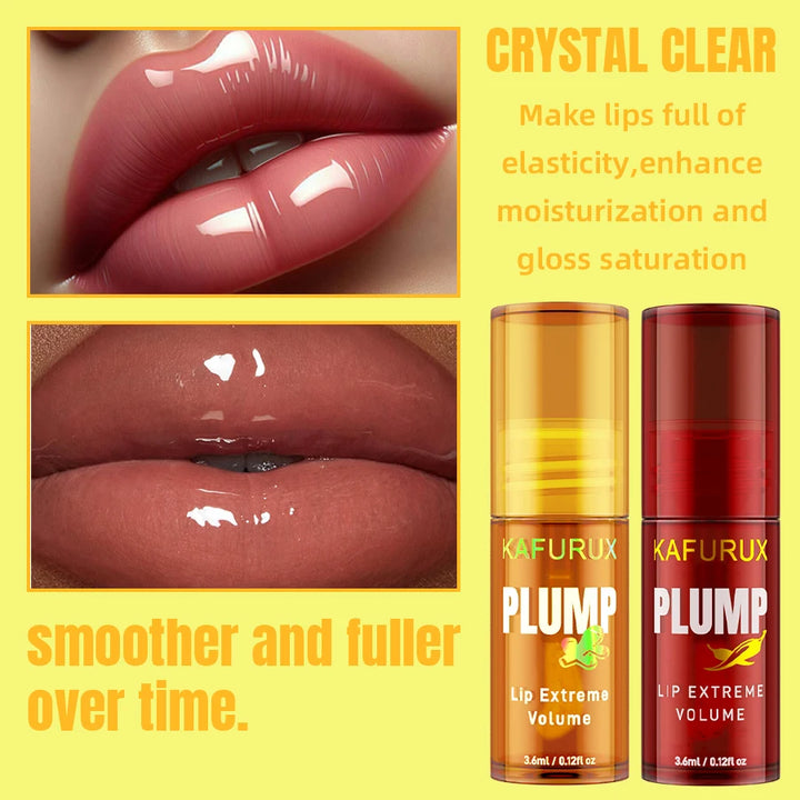 2PC Lip Plump Long Lasting Lip Oil Moisturizing Lip Gloss Serum Instant Volumising Essence Oil Repair Lip Fine Lines Increase El