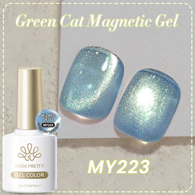BORN PRETTY 10ml Black Glass Cat Magnetic Gel Nail Polish Punk Style Nail Art Manicure Varnis Semi Permanent Gel for Winter Nail