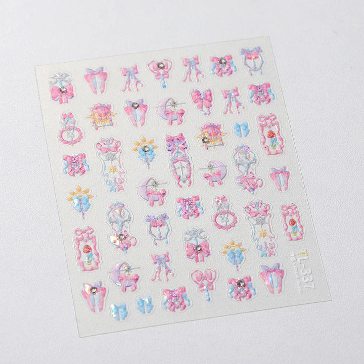 1pcs Dream Flower Window Shell Light Nail Art Stickers Japanese Flower Self Adhesive Stickers Press On Nails Decoration Decals