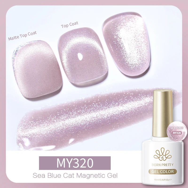 BORN PRETTY 10ml Black Glass Cat Magnetic Gel Nail Polish Punk Style Nail Art Manicure Varnis Semi Permanent Gel for Winter Nail