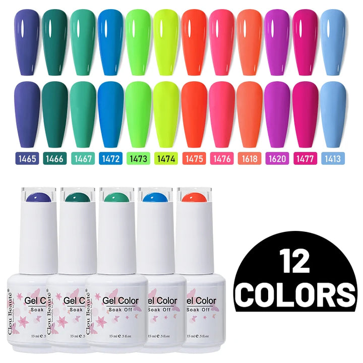 Clou Beaute 10/12/20/24pcs Gel Nail Polish Set Color 15ml White Glass Bottle Nail Art Kit Semi Permanent Gellack Nail Varnish