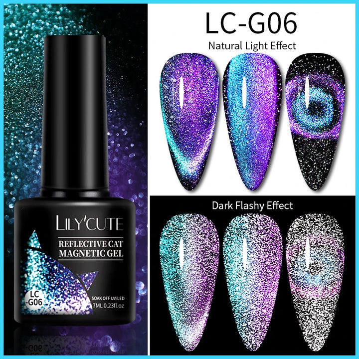 LILYCUTE 7ml 9D Cat Magnetic Gel Nail Polish Iridescent Magnet Semi Permanent Soak Off UV LED Manicure For Nail Art Gel Varnish