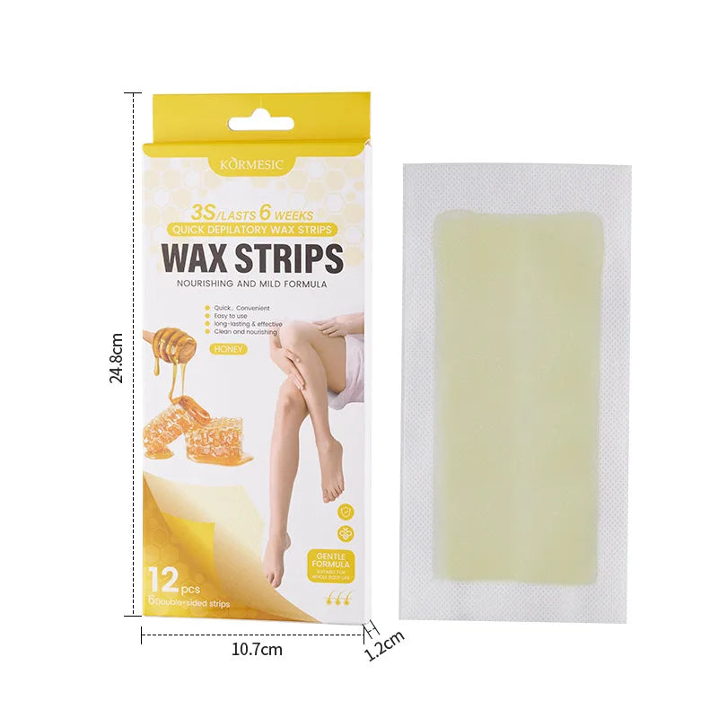 12 tablets/box Professional Hair Removal Wax Strips For Summer Depilation Double Sided Cold Wax Paper For Leg Body Useful