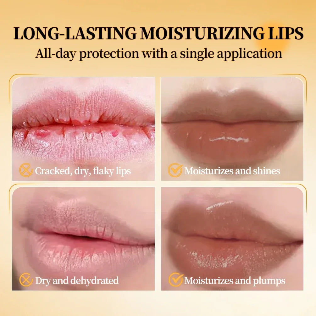 QIBEST Natural Moisturizing Honey Lip Balm Smooth Long Lasting Tinted Lipstick Lip Stain Makeup Changing Lip Color Plumping