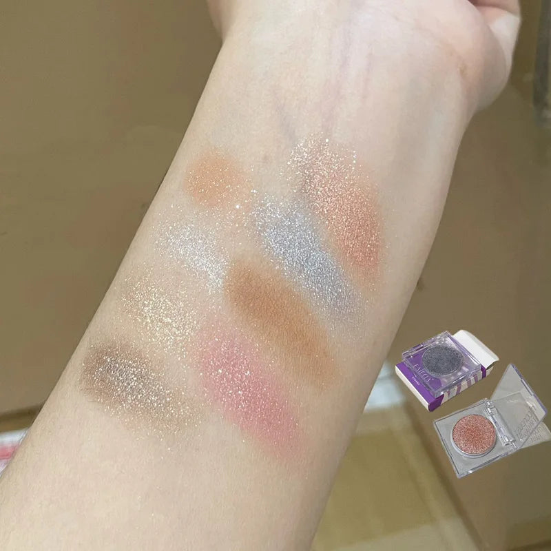 Aiccia Clear Square Single Eyeshadow Fine Glitter High Pigment Shimmer Easy for Beginner Daily Eye & Highlight Makeup