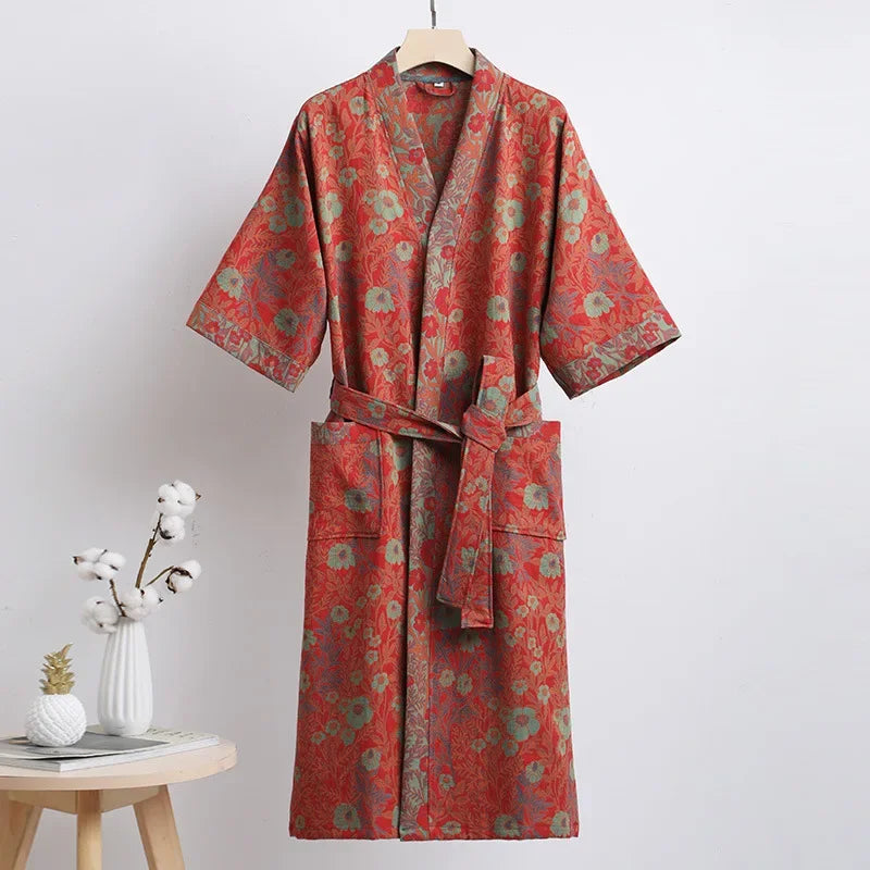 Cotton Printed Women's Bathrobe for Spring and Autumn Pajamas Home Clothing Multi Colors Quick Drying Bathrobes Female