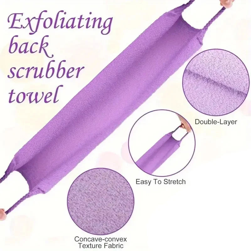 4 Color Exfoliating Bath Scrubber Glove,Towel Body Back Scrub Towel for Bath Stretchable Full Body Scrub Bathroom Supplies