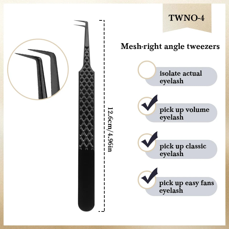 Eyelash Extension Tweezers Stainless Steel Volume Eyelash 3D accurate Clip Fiber Tip High Precision Makeup Tool Curved Tweezers