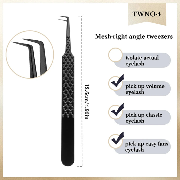 Eyelash Extension Tweezers Stainless Steel Volume Eyelash 3D accurate Clip Fiber Tip High Precision Makeup Tool Curved Tweezers