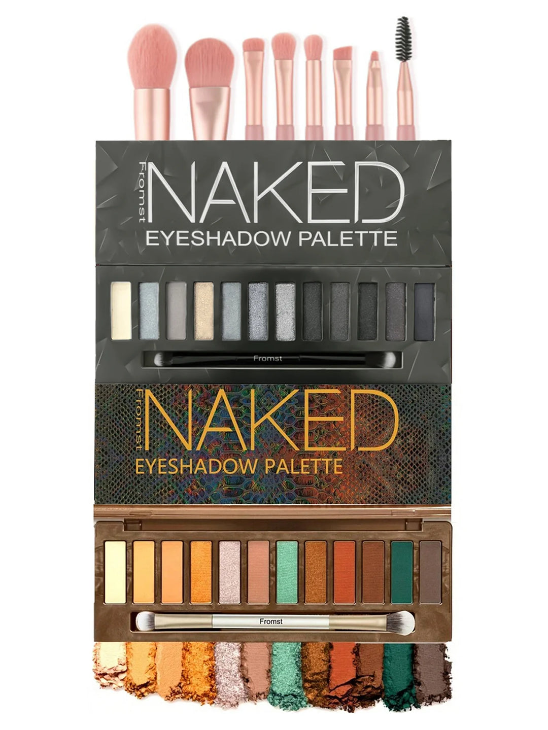 12-Color Smoky + Warm Eyeshadow Palette Bundle with 8Pcs Brushes, Long Wear High Pigment Matte Shimmer Eye Shadow Set, Complete Eye Makeup Kit for Women