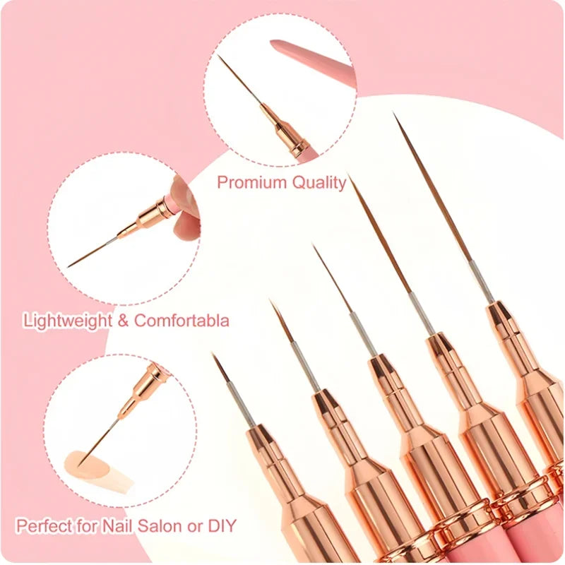 LINMANDA Nail Art Liner Brushes Long Lines Liner Brush UV Gel Polish Painting Nail Design Brush Metal Handle Nail Drawing Pens