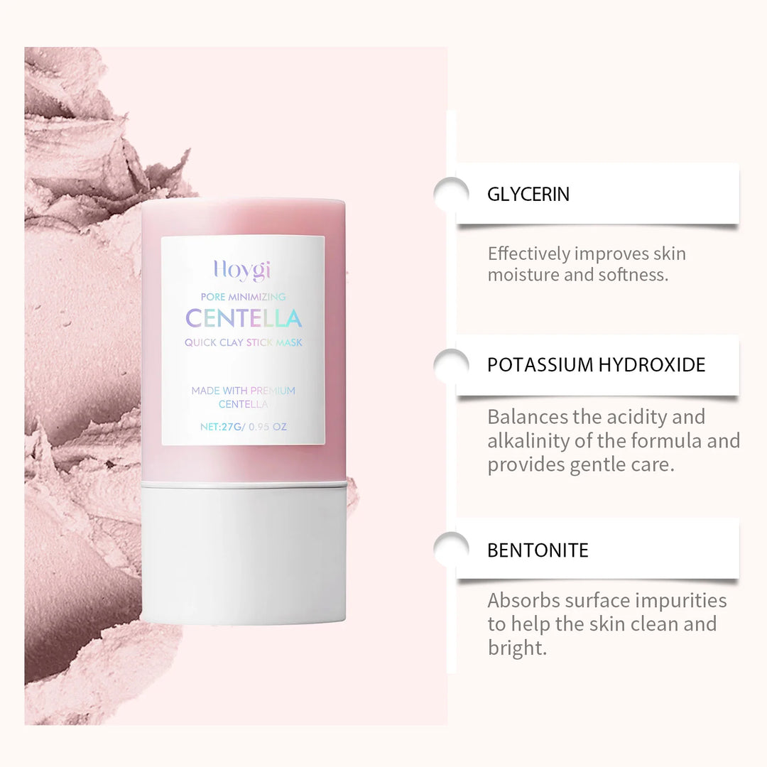 HOYGI Centella Clay Mask Stick Facial Cleansing Shrink Pores Soften Moisturizing Hydrating Soothing Face Mud Mask Skin Care 27g