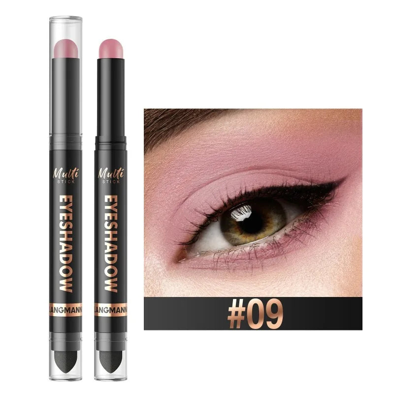 16 Colors Double Head Eyeshadow Stick Pearlescent Shimmer Brown High Waterproof Cream Eyes Shadow Pencil Long-Lasting Eye Makeup