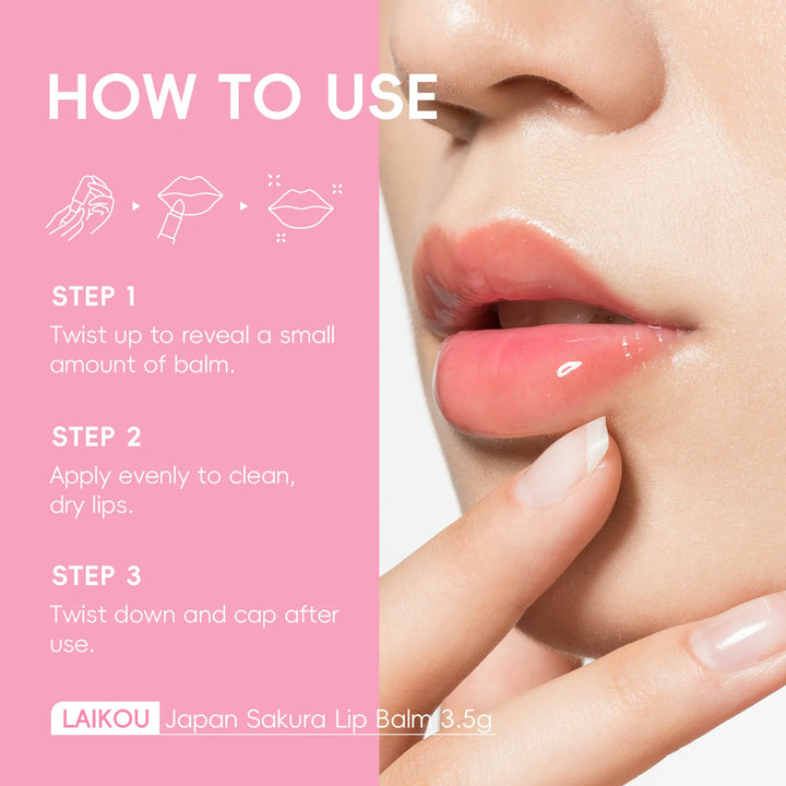 LAIKOU Japan Sakura Lip Balm 3.5g Shea Butter Vitamin E Nourishing Hydrating Moisturizer For Dry Chapped Lips Daily Lip Repair