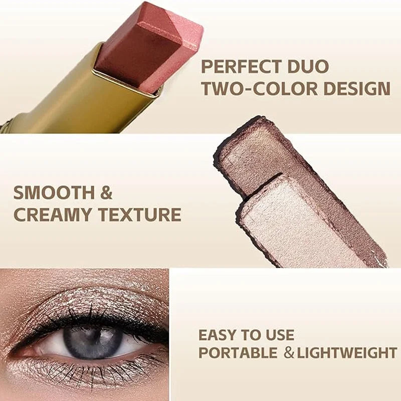 Double Color Eye Shadow Stick, Naturally Tinged, Not Easy to Mottle Off Makeup, Pure Color, Create Natural Makeup Effect
