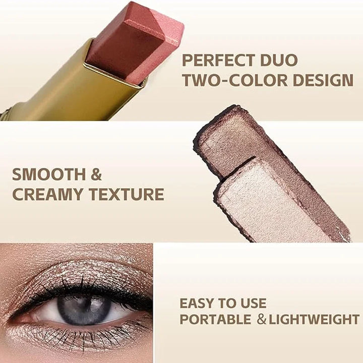 Double Color Eye Shadow Stick, Naturally Tinged, Not Easy to Mottle Off Makeup, Pure Color, Create Natural Makeup Effect