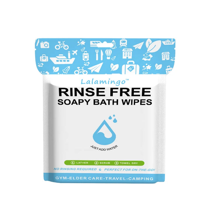 25pcs Disposable Rinse Free Bathing Wipes, Shower Wipes, Foaming Towels Simply Dampen Lather and Dry for GYM and Camping