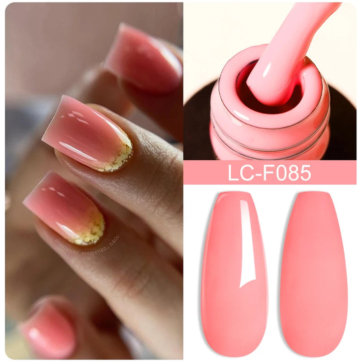 LILYCUTE 7ML Pink Glitter Nail Gel Polish Nude Natural Long Lasting Manicure Soak Off UV LED Nail Art Base Top Coat Gel Varnish