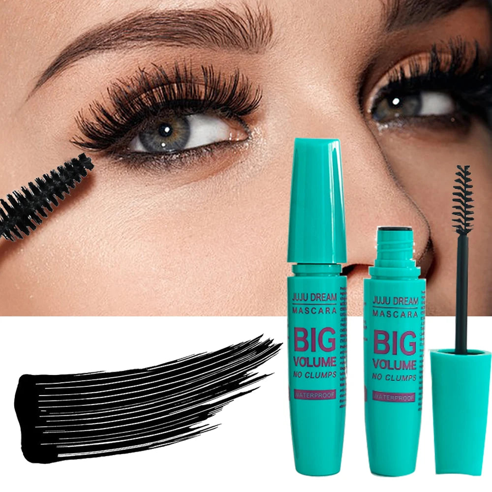 Black Mascara Thickening - Long-Lasting, Volumizing , Fiber Formula with 360° Spiral Brush Waterproof Liquid Fiber Mascara