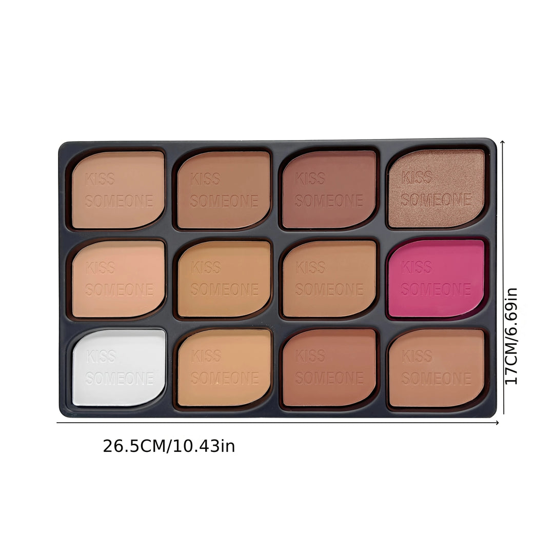 12 Colors Contour Palette，Blush Highlighter Bronzer Powder All in one Makeup Palettes，Blendable Matte Shimmer Illuminator Palett