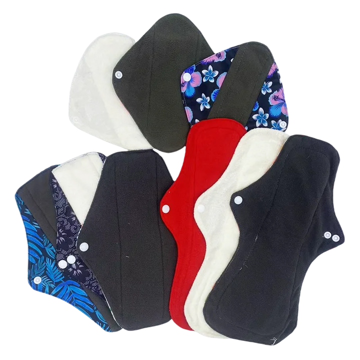 5PCS Small Medium Large Different Period Time Bamboo Reusable Menstrual Pads Washable Sanitary Towels for Lady Women Daily Night