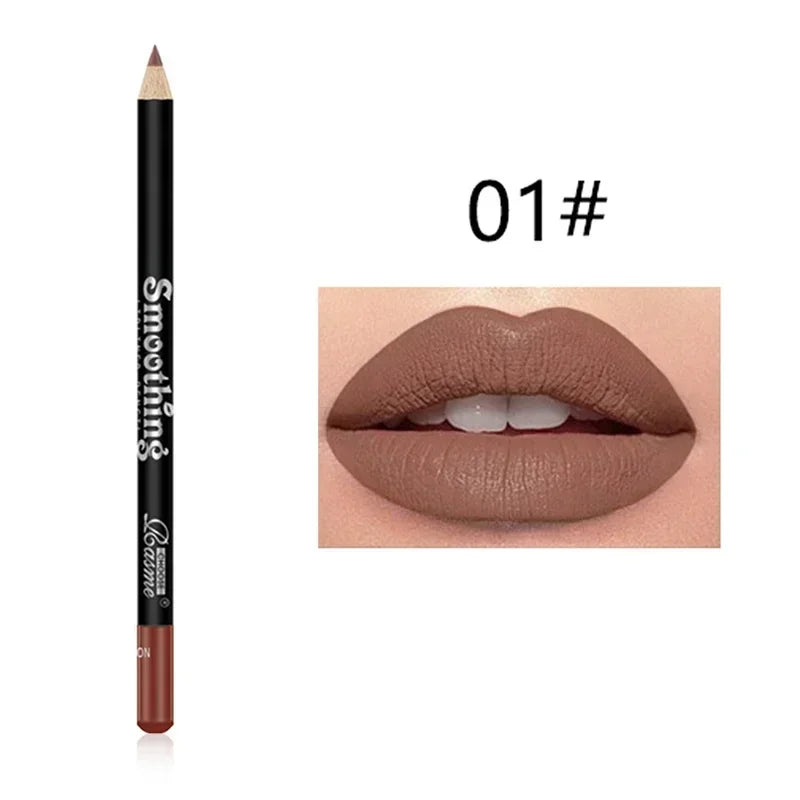 12 Color Matte Lipliner Pencil Long-Lasting Waterproof Plumping Stain Lipstick Natural Brown Lip Liner Professional Makeup