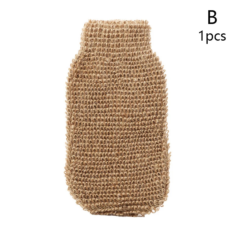 1Pc Exfoliating Hemp Bath Glove Mitten Scrubber Natural Bamboo Fiber Remove Dead Skin Deep Clean Double-Sided Bath Gloves
