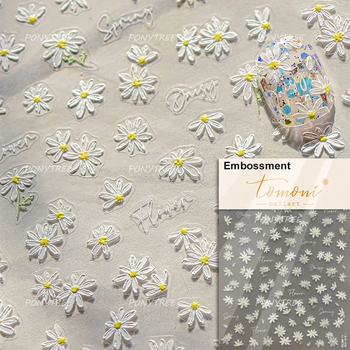 Flowers Blooming Cherry Blossom Sakura Living Peach Branch 5D Soft Relief Spring Adhesive Nail Art Sticker Chic Manicure Decals