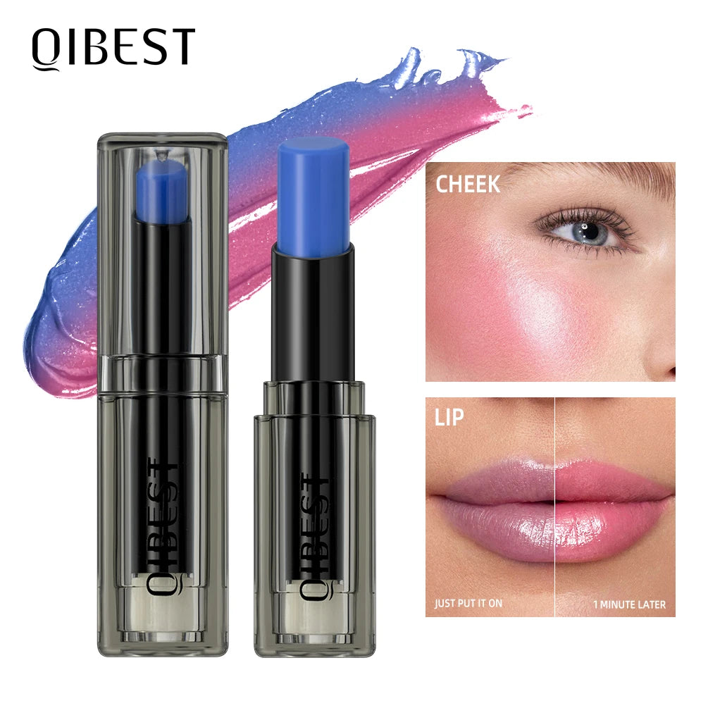 QIBEST Blue Black Lipstick Temperature Color Changing Lip Balm Moisturizing Lasting Ph Change Color Lip Stain Tint Cosmetics