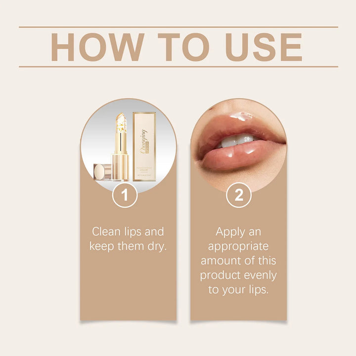 Color Changing Lipstick - Gilded Transparent, Transferproof Long Lasting Jelly Lip Balm with Deep Nourishment & Plumping Repair