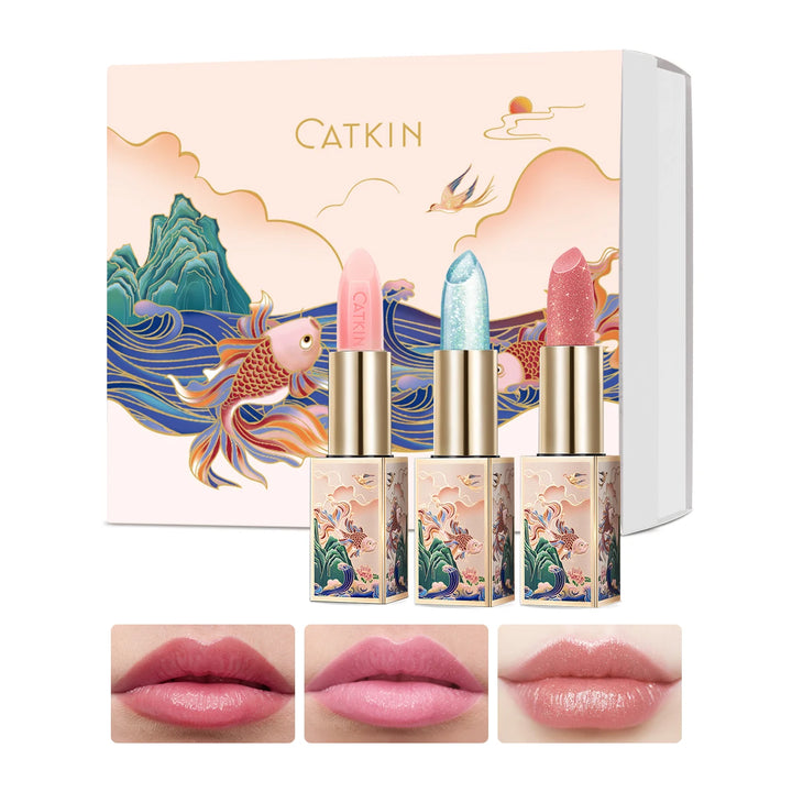 CATKIN Moonlight Lip Balm 3PCS SET Glossier with Nutritious Formulation for Instant Shine, Colour Changing Lip Balm